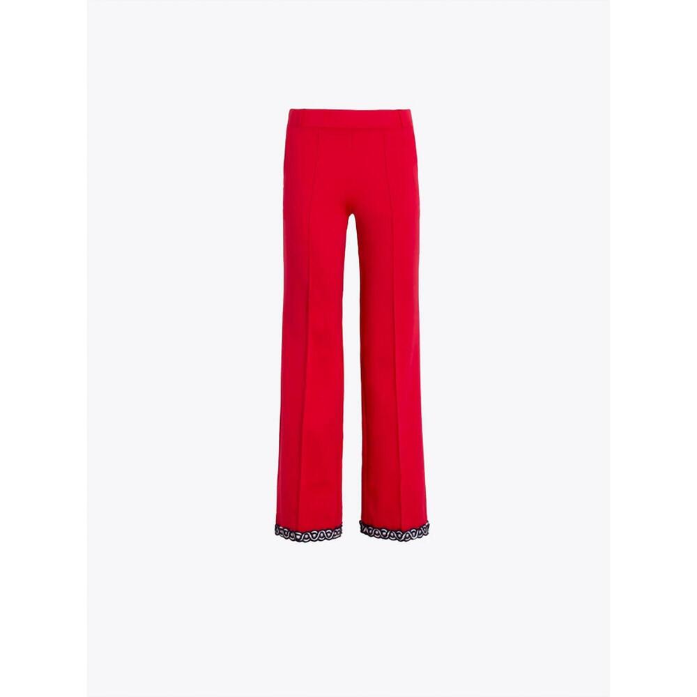 NEW VILAGALLO women's straight leg trouser with hem detail in red